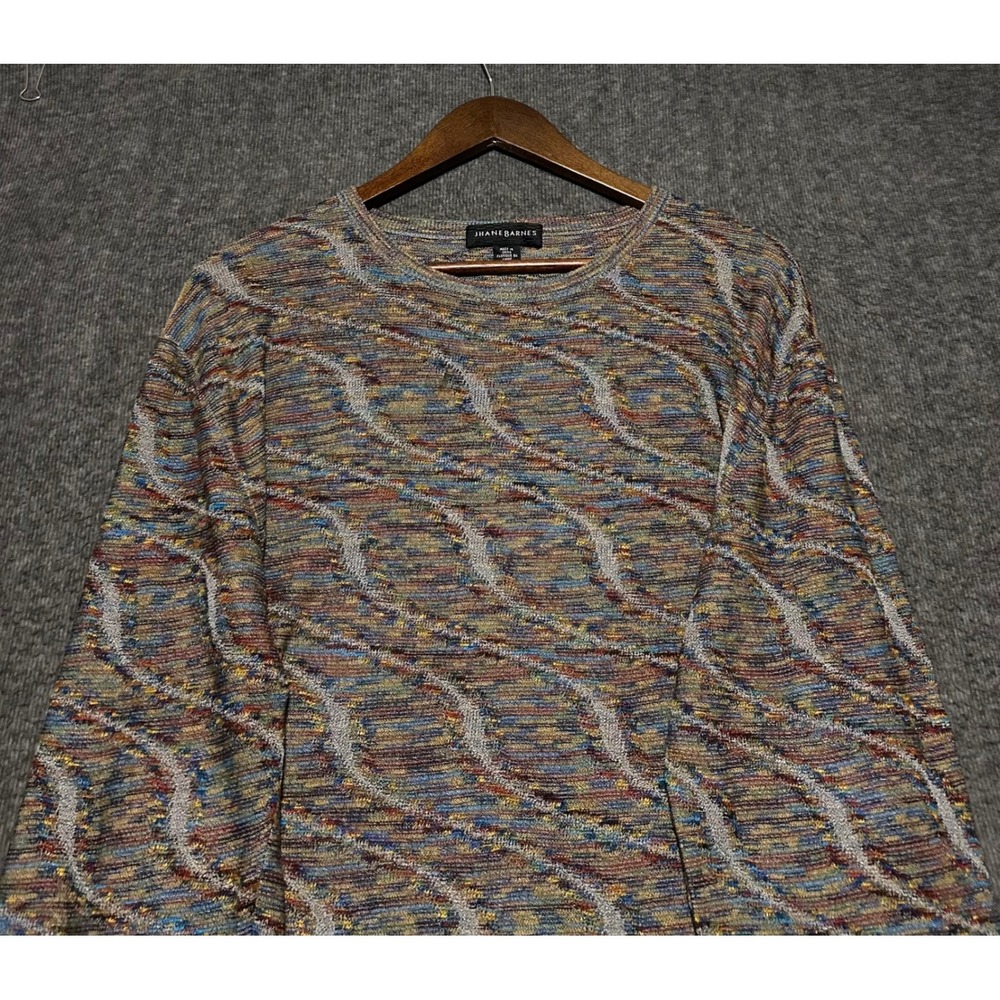 Jhane barnes size 2XL silk blend sweater crewneck coogi style colorful